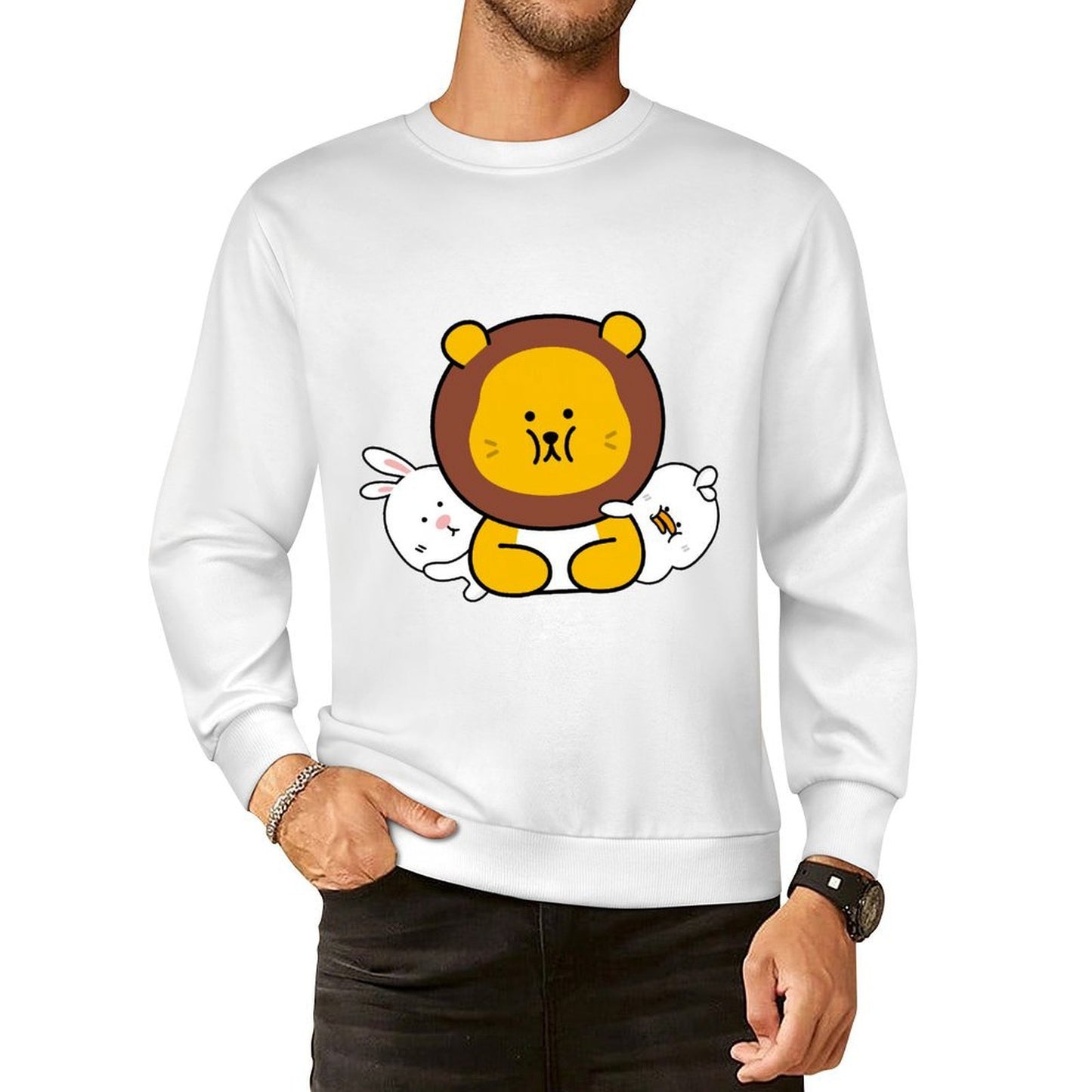 Front Patterned Long Sleeve Top100% Cotton Pocket Tee