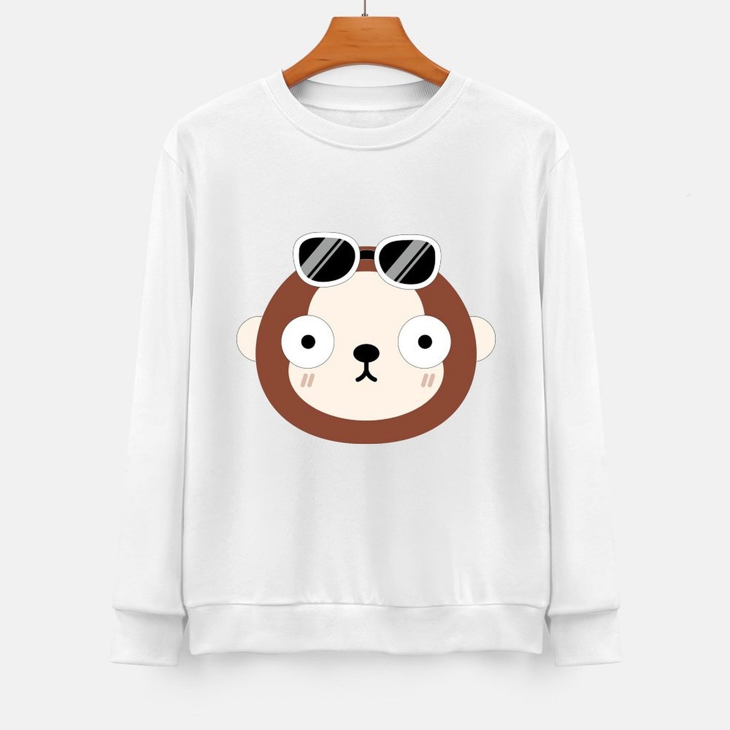 Front Patterned Long Sleeve TopCrew Neck CleanCut