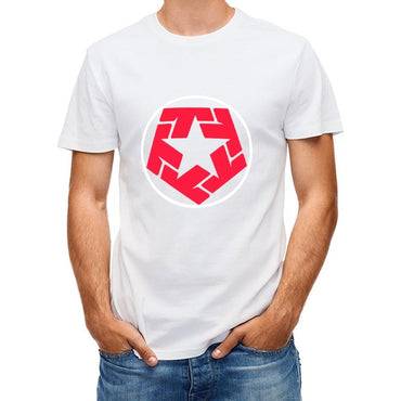 Inkmay Casual Cotton T-shirt Red Abstract Shape With Irregular Edges Unisex T-shirtLooseFit ActiveLine T-Shirt