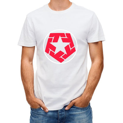 Inkmay Casual Cotton T-shirt Red Abstract Shape With Irregular Edges Unisex T-shirtLooseFit ActiveLine T-Shirt