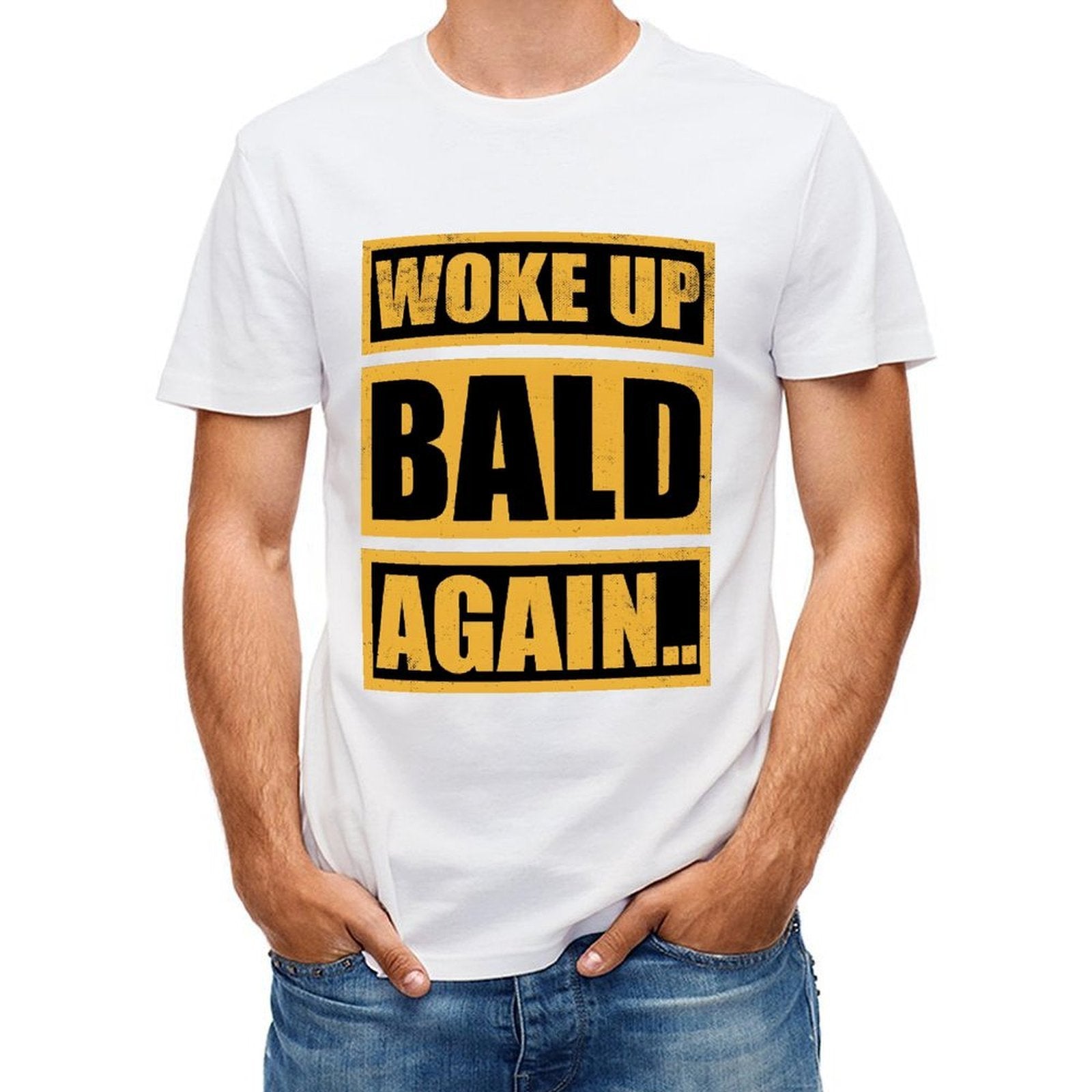 Inkmay Casual  Cotton T-shirt Woke Up Bald Again Print Design Unisex T-shirtPremium Recycled T-Shirt