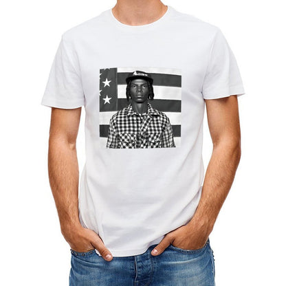 Inkmay Casual Cotton T-shirt Black And White Checkered Pattern Shirt Unisex T-shirt