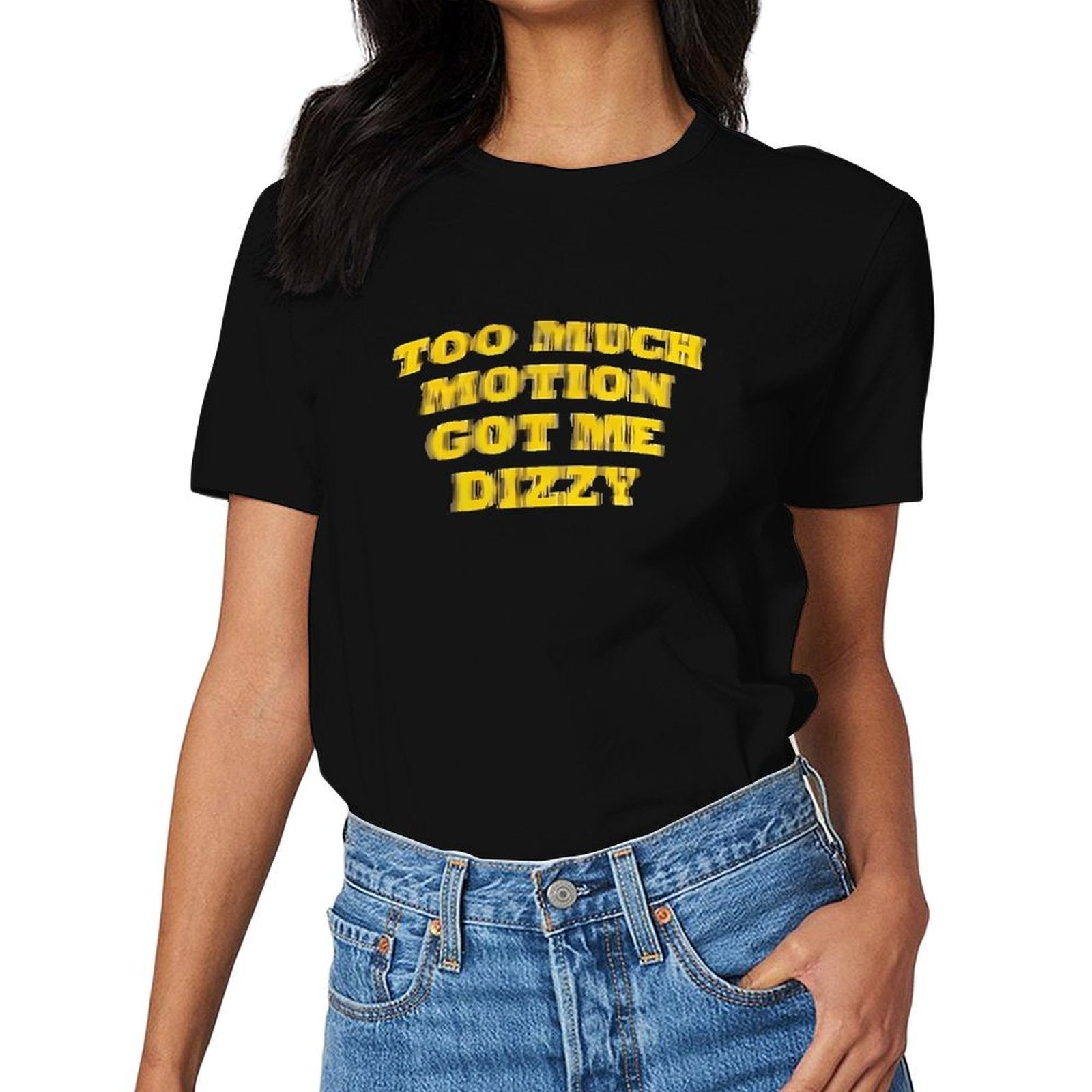 Inkmay Casual Cotton T-shirt Bold Yellow Text On Black Background Unisex T-shirtFitted Regular T-Shirt