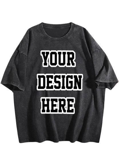 230gsm Printed 100% Cotton Pre-washed T-Shirt, Front Print in Black