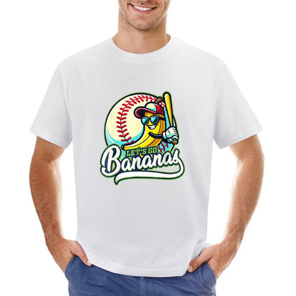 Inkmay Casual  Cotton T-shirt Baseball Banana Holding Bat Let S Unisex T-shirtFresh ComfortLine T-Shirt