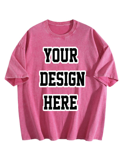 230gsm Printed 100% Cotton Pre-washed T-Shirt, Front Print in Rose Red