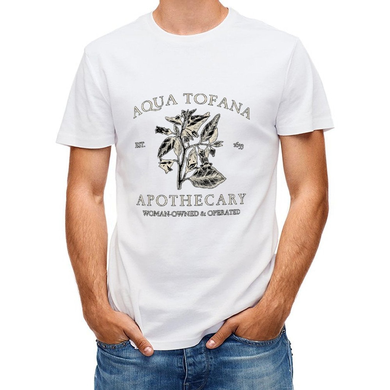 Inkmay Casual Cotton T-shirt Aqua Tofana Apothecary Woman Owned Operated Unisex T-shirtActiveLine SoftFeel T-Shirt
