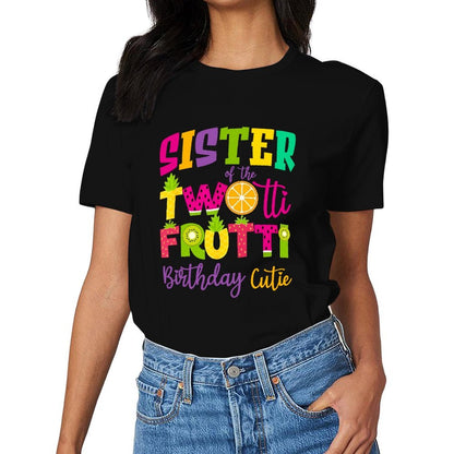 Inkmay Casual Cotton T-shirt Twot Fruitti Colorful Fruit Pattern Design Unisex T-shirtYearRound Classic Fit T-Shirt