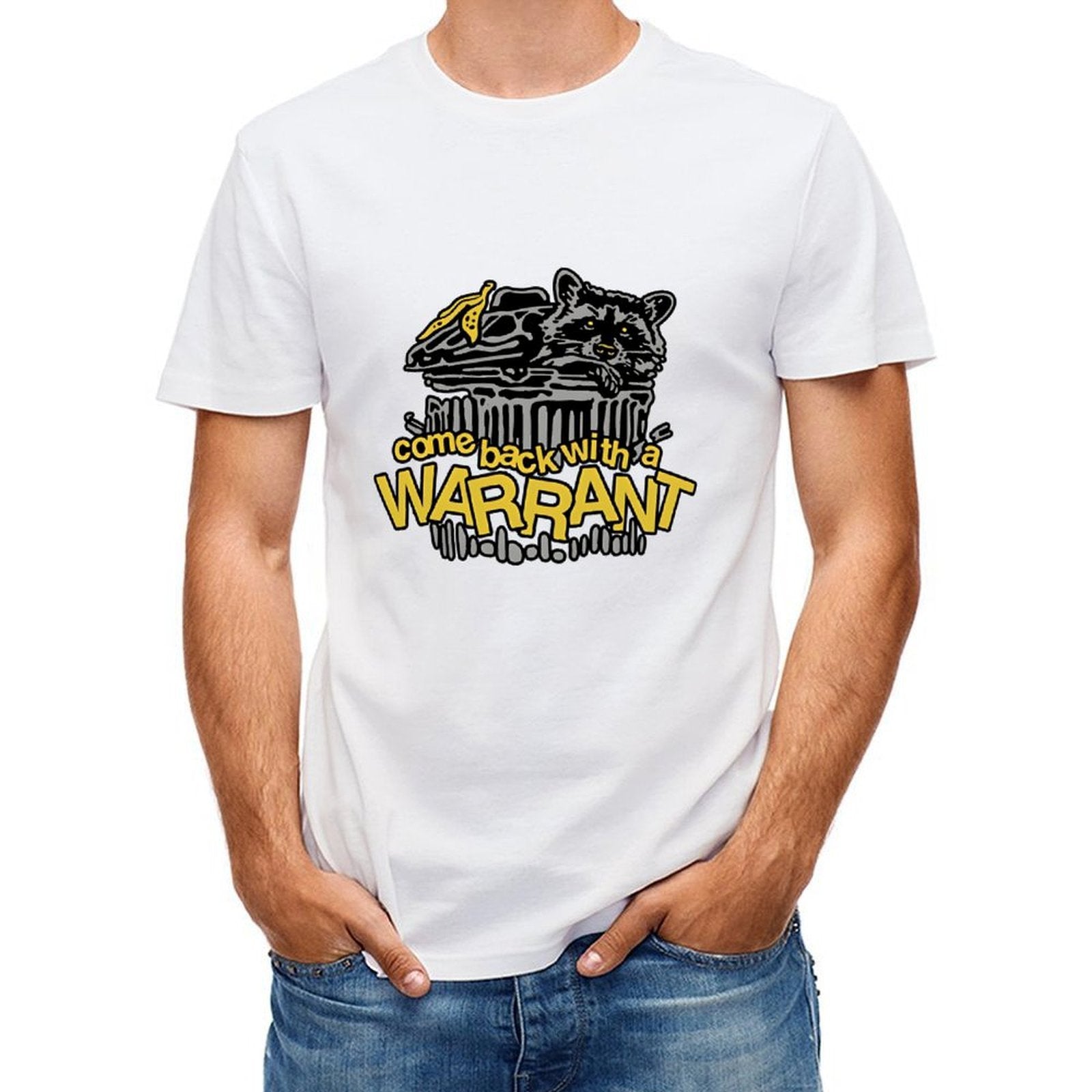 Inkmay Casual  Cotton T-shirt Come Back With A Warrant Unisex T-shirtNatural ModernFit T-Shirt