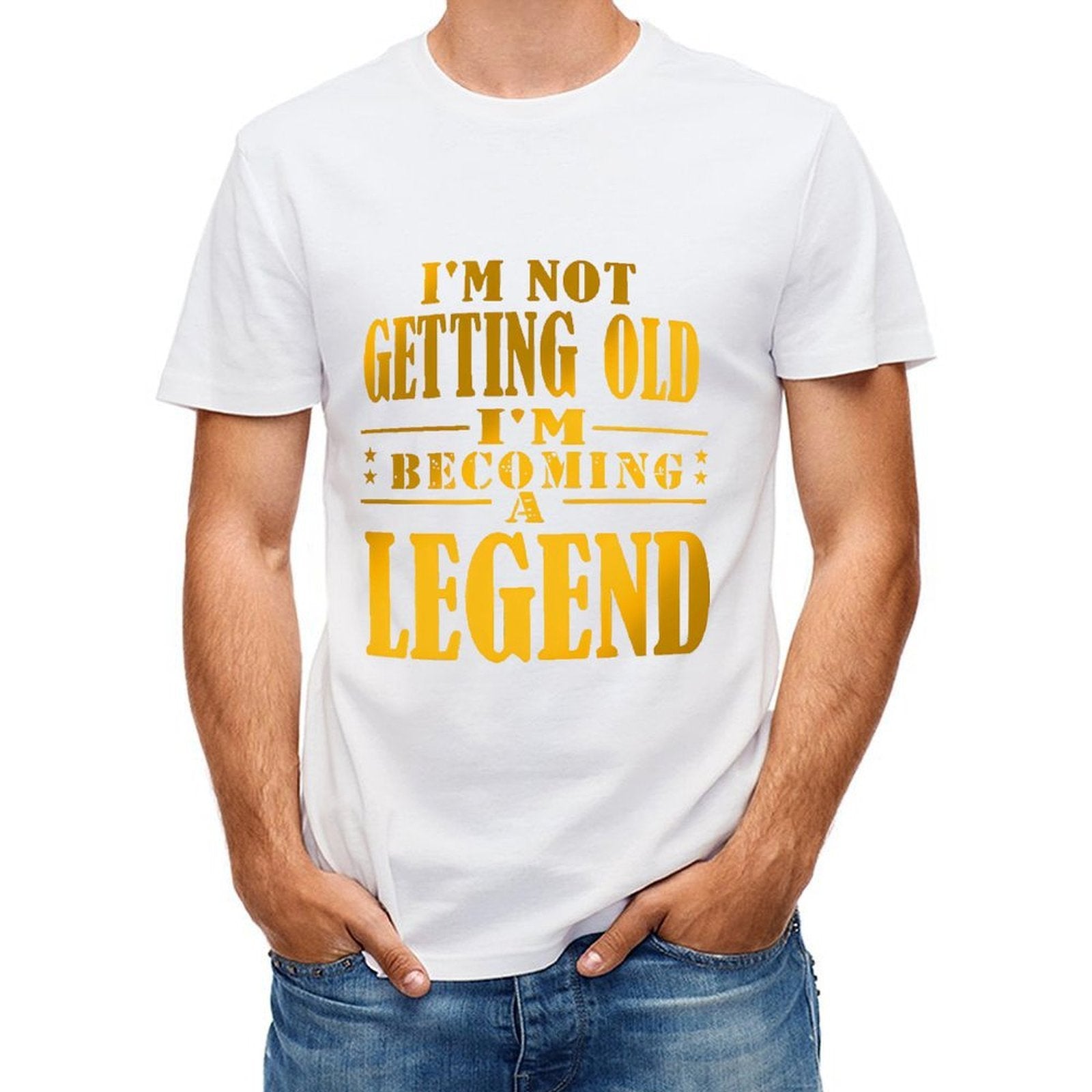 Inkmay Casual Cotton T-shirt Becoming A Legend Print Design Art Unisex T-shirtCrewneck Logo-Ready T-Shirt