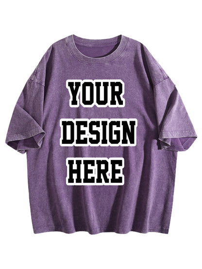 230gsm Heat Transfer Print Canvas Cotton Pre-washed T-shirt, Front Panel Print, Deep Purple