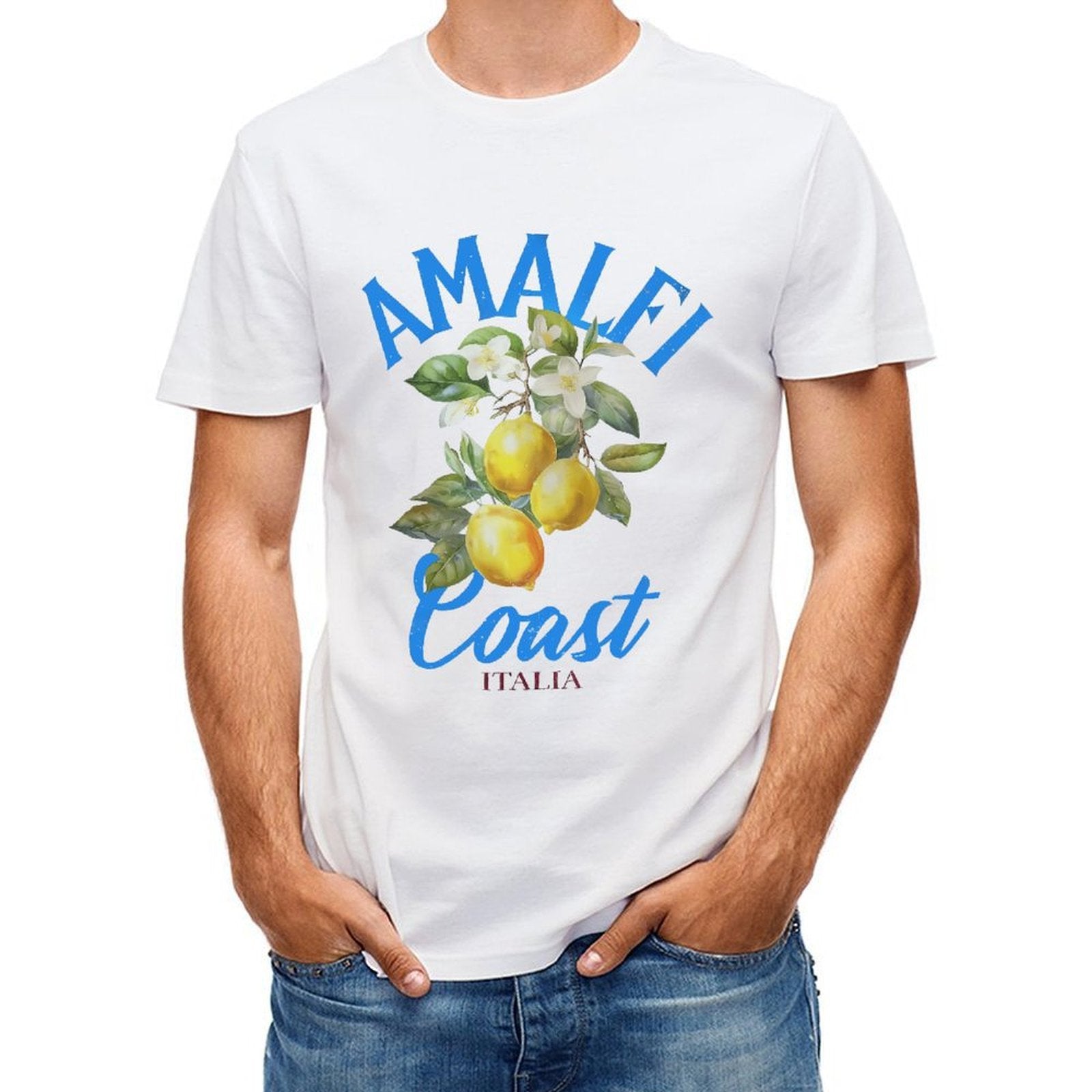 Inkmay Casual Cotton T-shirt Lemon Blossom Branch With Yellow Fruits Unisex T-shirtClean Edges Edition T-Shirt
