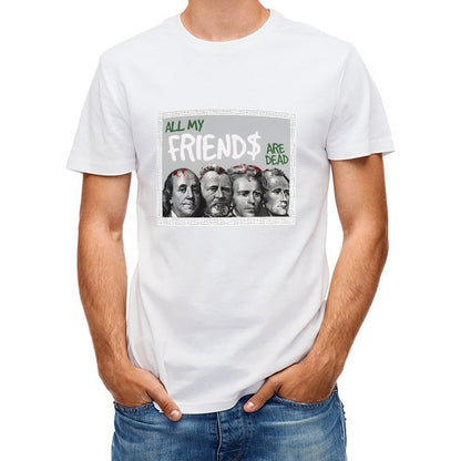 Inkmay Casual Cotton T-shirt All My Friends Are Dead Art Unisex T-shirtPrinting SmoothWear T-Shirt