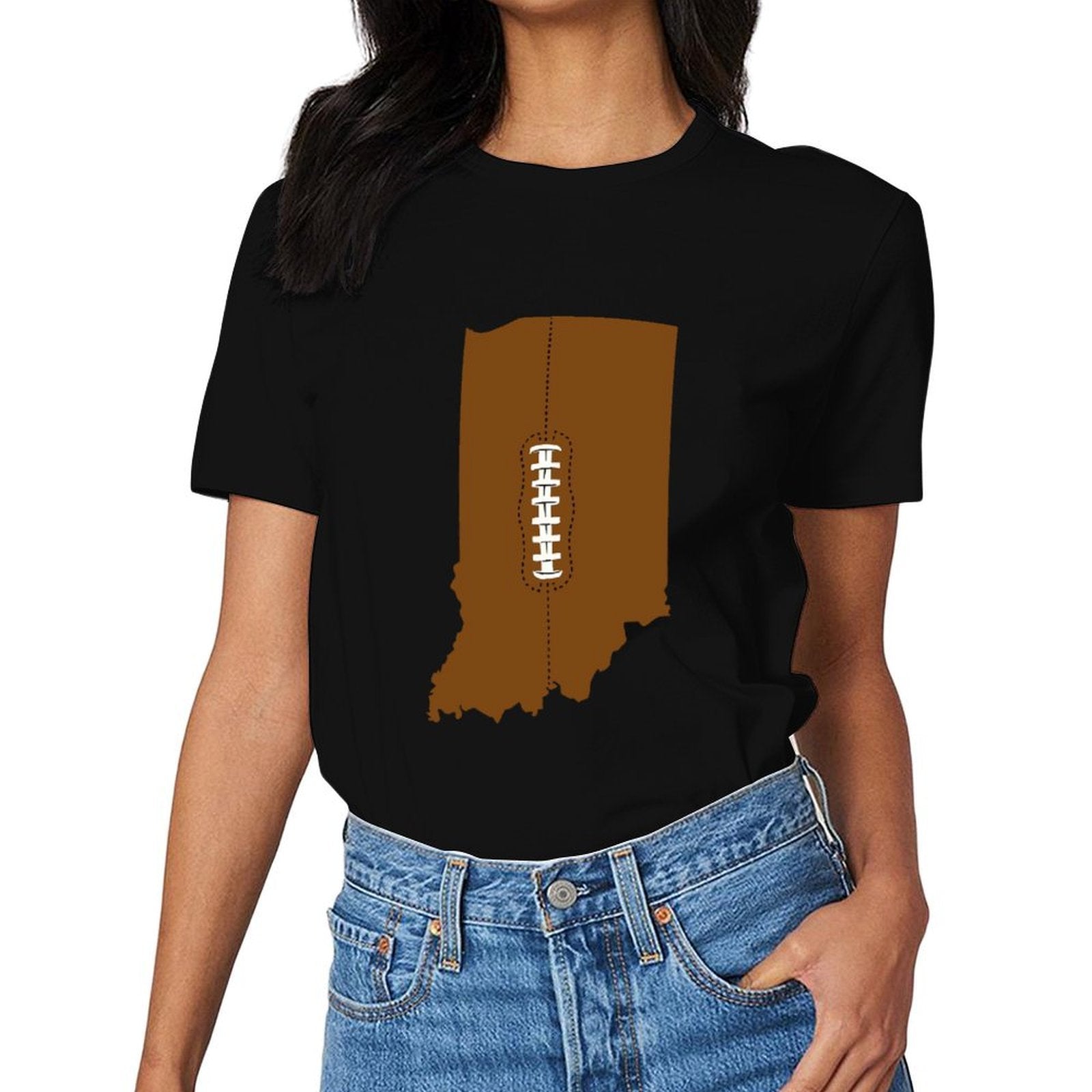Inkmay Casual  Cotton T-shirt Football Design With White Laces Unisex T-shirtSoftLine Neat T-Shirt