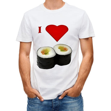 Inkmay Casual  Cotton T-shirt Sushi Rolls With Heart Above Unisex T-shirt