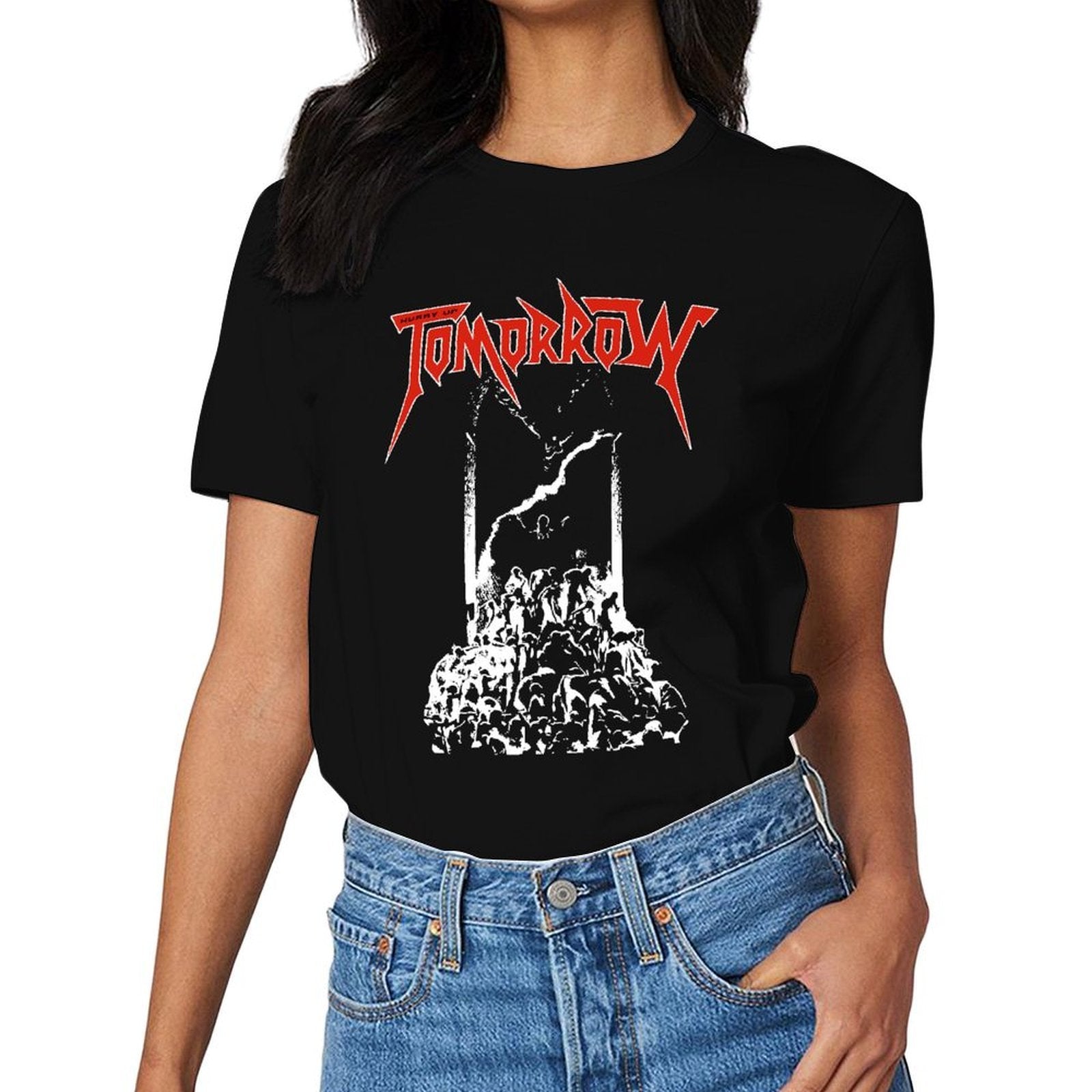 Inkmay Casual Cotton T-shirt Red Text On White Background Design Unisex T-shirtStreetStyle Crewneck T-Shirt