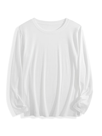 180g pure cotton crew neck long-sleeved shirt white BACK