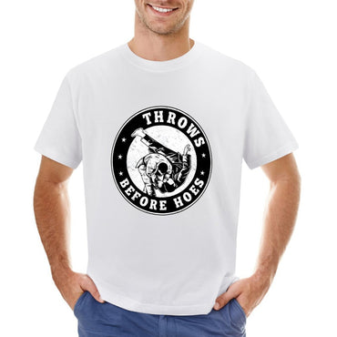 Inkmay Casual  Cotton T-shirt Throws Before Hoes Skull Design Artwork Unisex T-shirtSmooth Performance T-Shirt