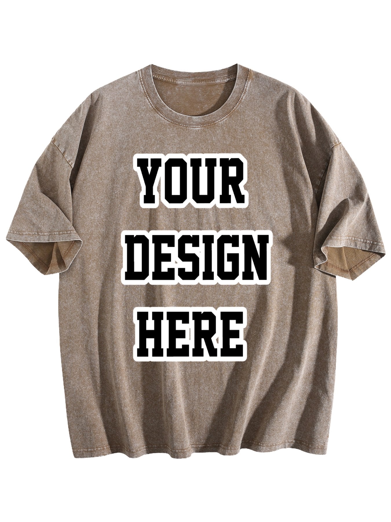 230gsm Heat Transfer Print 100% Cotton Pre-washed T-shirt, Front Print, Coffee Brown