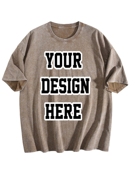 230gsm Heat Transfer Print 100% Cotton Pre-washed T-shirt, Front Print, Coffee Brown