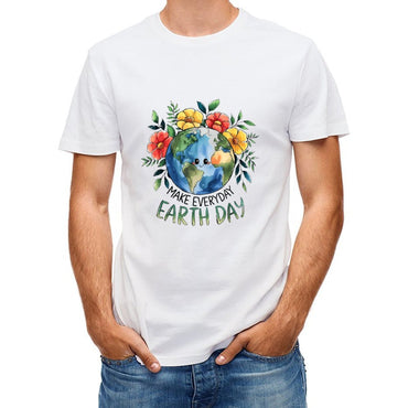 inkmay-casual-cotton-t-shirt-earth-day-floral-globe-design-artwork-unisex-t-shirt