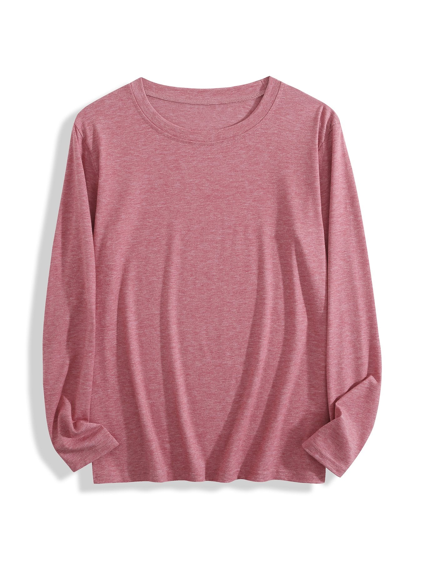 Design your own pink crew neck long-sleeved T-shirt