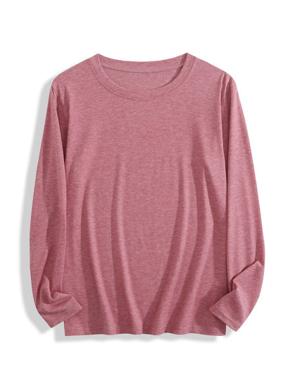 Design your own pink crew neck long-sleeved T-shirt