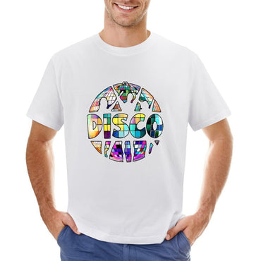 Inkmay Casual  Cotton T-shirt Colorful Disco Ball Pattern Print Design Unisex T-shirt