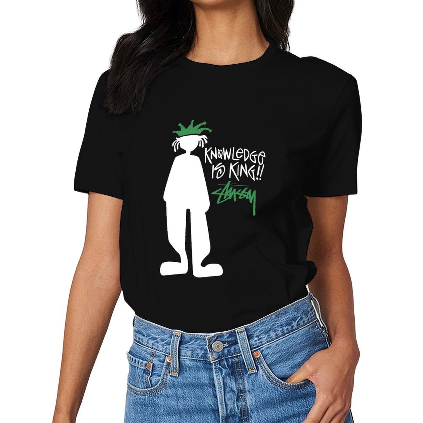 Inkmay Casual Cotton T-shirt Green Abstract Shapes On White Background Unisex T-shirtEverydayTee Eco-Conscious T-Shirt