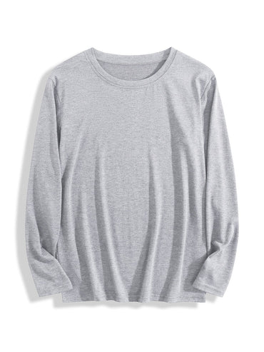 180g pure cotton crew neck long-sleeved shirt gray BACK