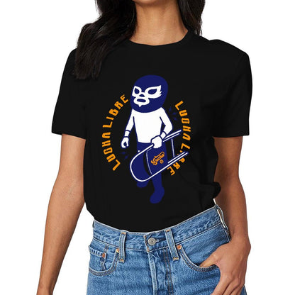 Inkmay Casual Cotton T-shirt Lucha Libre Mask With Guitar Design Unisex T-shirtActiveStyle Solid T-Shirt