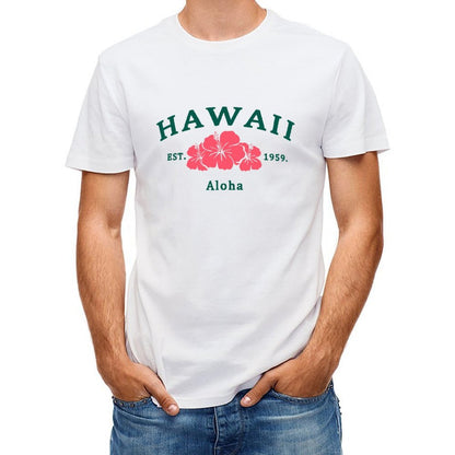 Inkmay Casual Cotton T-shirt Abstract Pink Shape On Green Background Unisex T-shirtPocket Tee Print-Ready T-Shirt