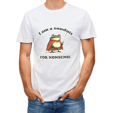 Inkmay Casual Cotton T-shirt Frog Wears Cape Holds Sword Boldly Unisex T-shirtAllDay EssentialFit T-Shirt