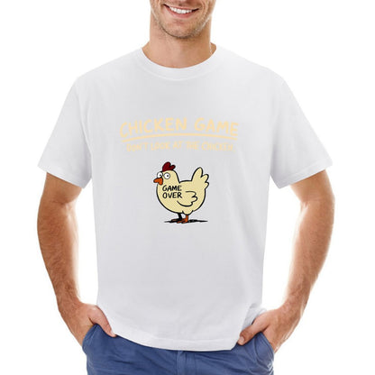 Inkmay Casual  Cotton T-shirt Chicken Game Over On Black Background Unisex T-shirtUrban Signature T-Shirt