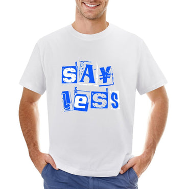 Inkmay Casual  Cotton T-shirt Blue Background With White Lettering Design Unisex T-shirt