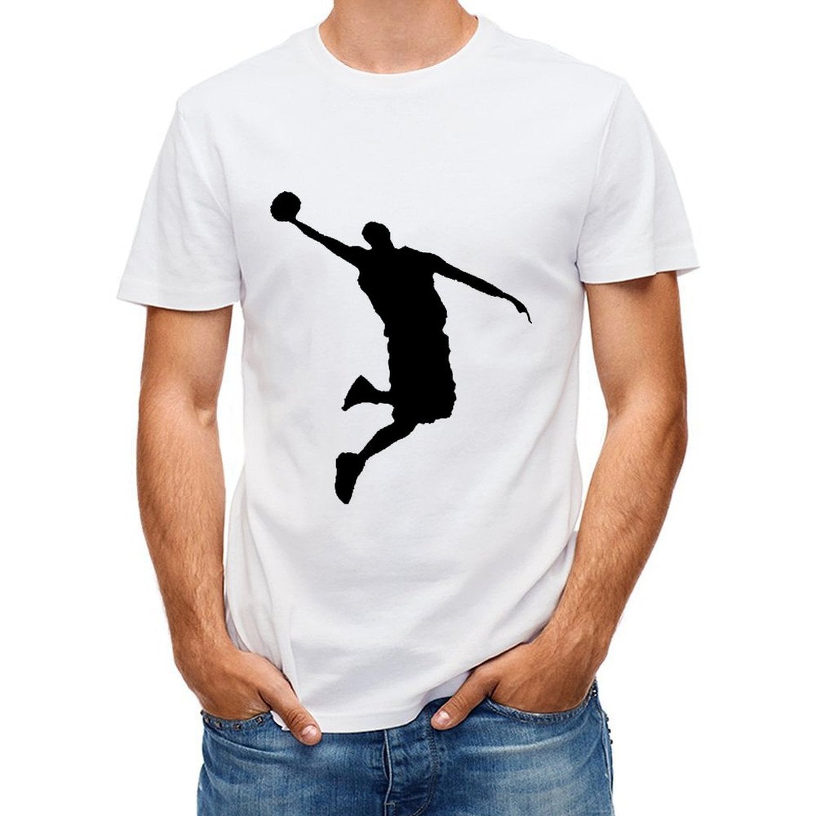 Inkmay Casual Cotton T-shirt Abstract Geometric Design With Black Squares Unisex T-shirtFade-Proof EverydayWear T-Shirt