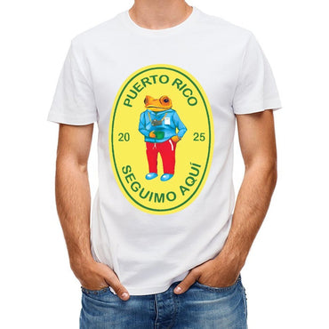 Inkmay Casual Cotton T-shirt Puerto Rico Frog Traveler Design Bright Unisex T-shirtStreet Long Lasting T-Shirt