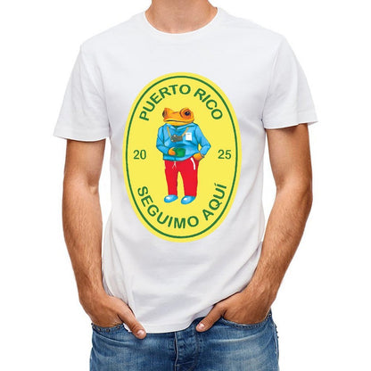 Inkmay Casual Cotton T-shirt Puerto Rico Frog Traveler Design Bright Unisex T-shirtStreet Long Lasting T-Shirt