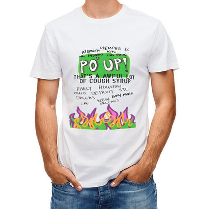 Inkmay Casual Cotton T-shirt Green Background With Purple Flames Design Unisex T-shirtStreetLine Smooth T-Shirt