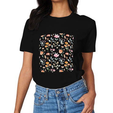 Inkmay Casual Cotton T-shirt Floral Pattern With Soft Colors And Unisex T-shirtComfortLine Premium Finish T-Shirt