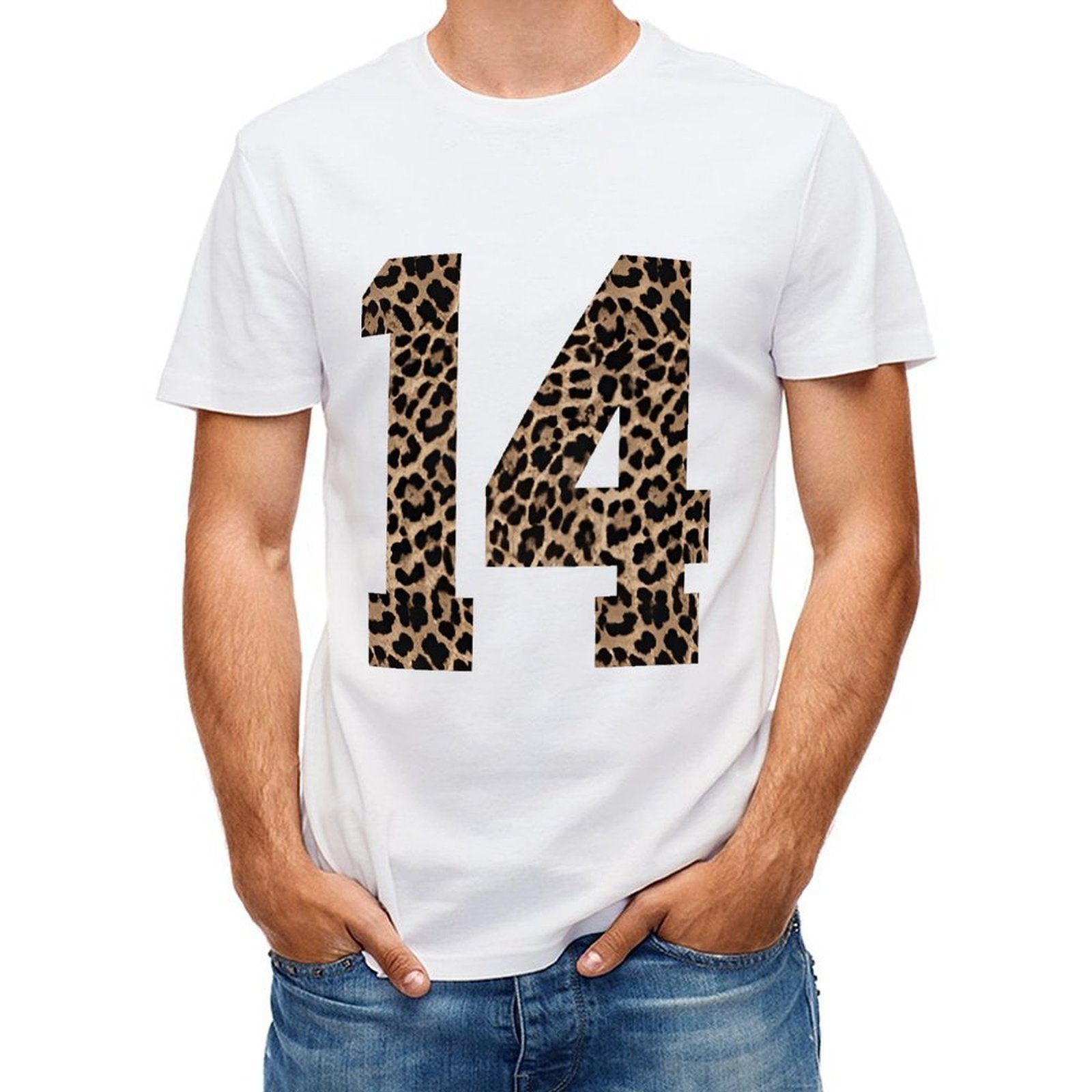 Inkmay Casual Cotton T-shirt Leopard Print Pattern On Fabric Unisex T-shirtOn-Demand Made-to-Order T-Shirt
