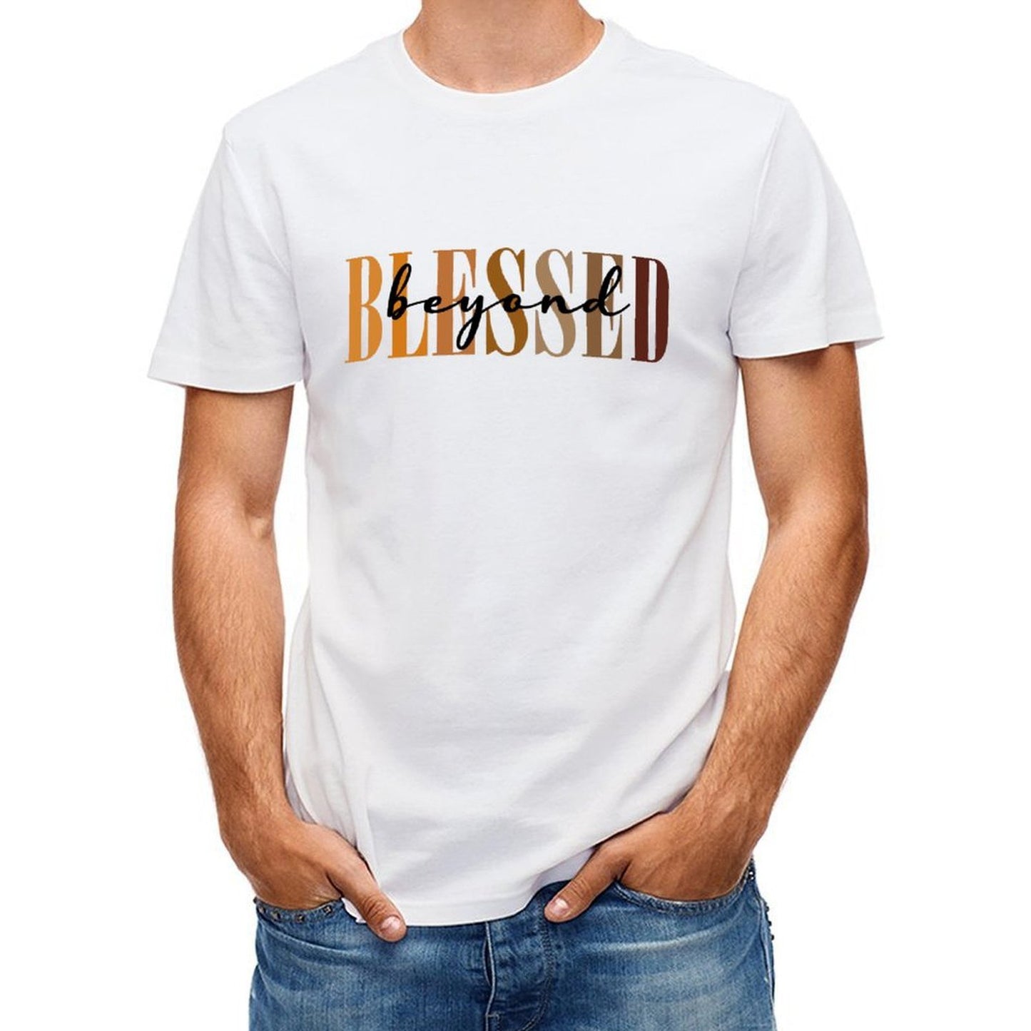Inkmay Casual Cotton T-shirt Abstract Art With Warm Colors Unisex T-shirtHeat-Transfer Outdoor T-Shirt
