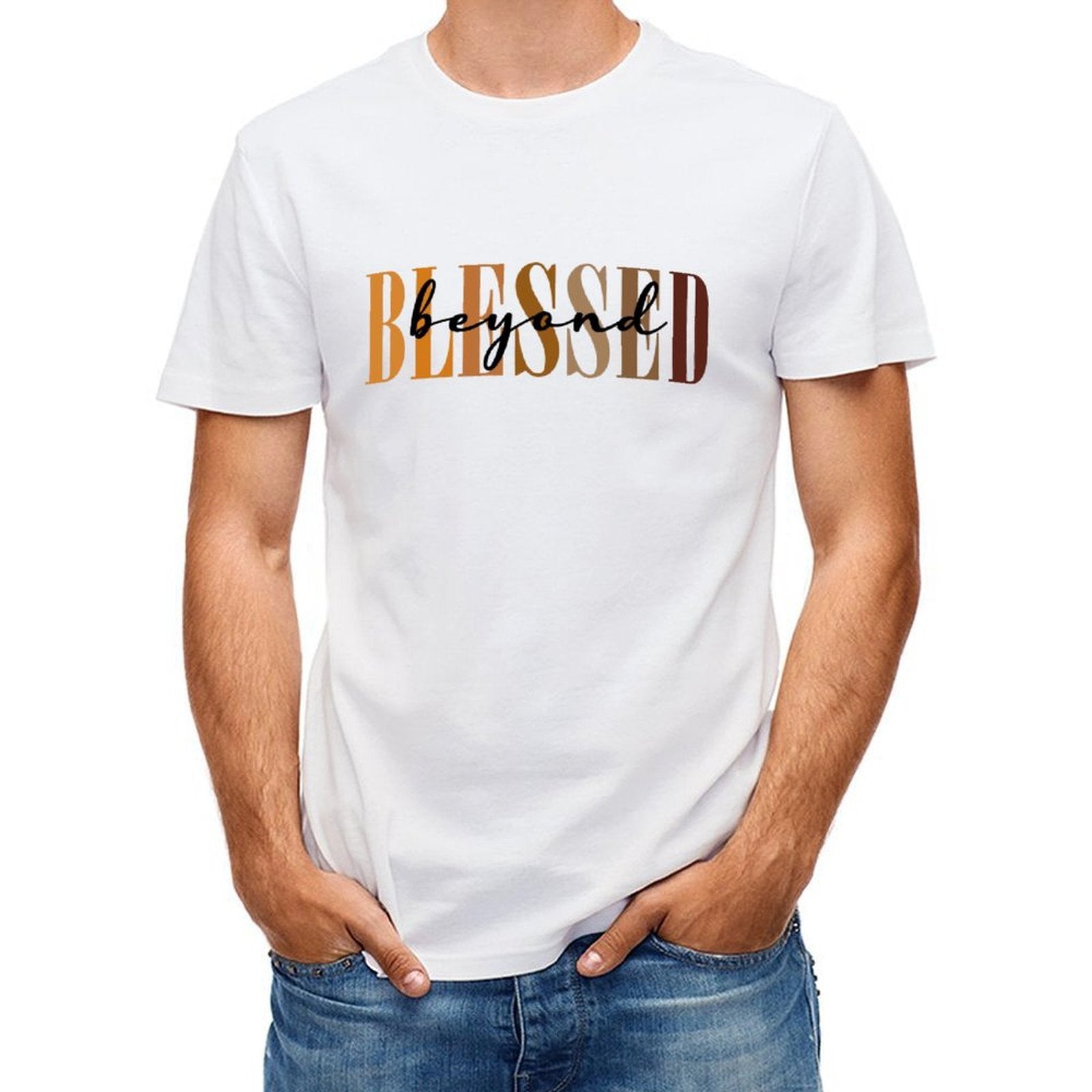 Inkmay Casual Cotton T-shirt Abstract Art With Warm Colors Unisex T-shirtHeat-Transfer Outdoor T-Shirt