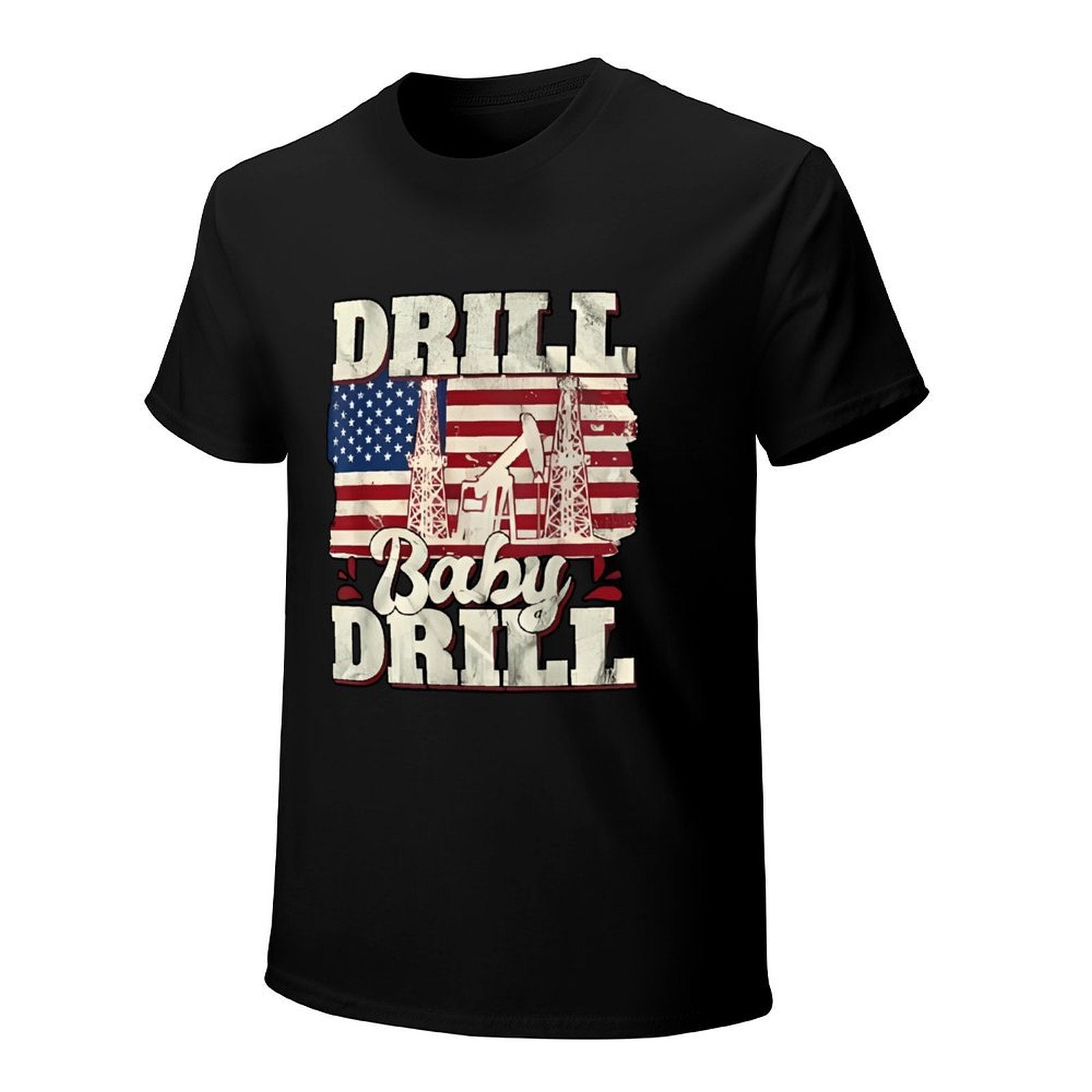 Inkmay Casual  Cotton T-shirt Drill Baby Drill Usa Flag Pattern Unisex T-shirtStreetLine Fresh T-Shirt