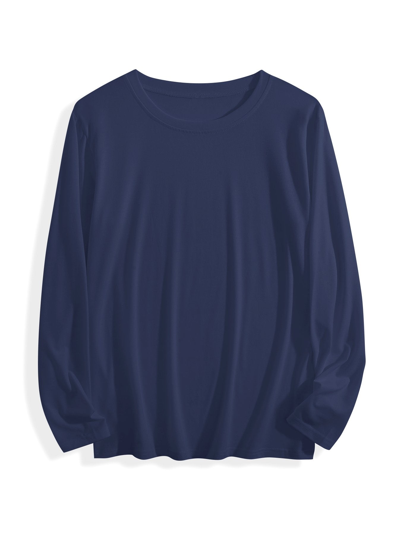 180g pure cotton crew neck long-sleeved shirt  dark  blue BACK