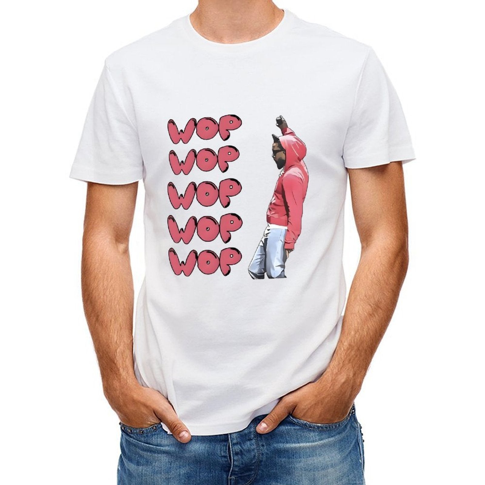 Inkmay Casual  Cotton T-shirt Wop Wop Pattern Print On Fabric Unisex T-shirtTimeless Heavyweight T-Shirt