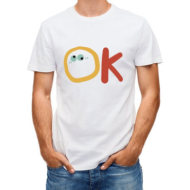 Inkmay Casual Cotton T-shirt Ok With Eyes And Red Unisex T-shirtActiveLine Strong T-Shirt