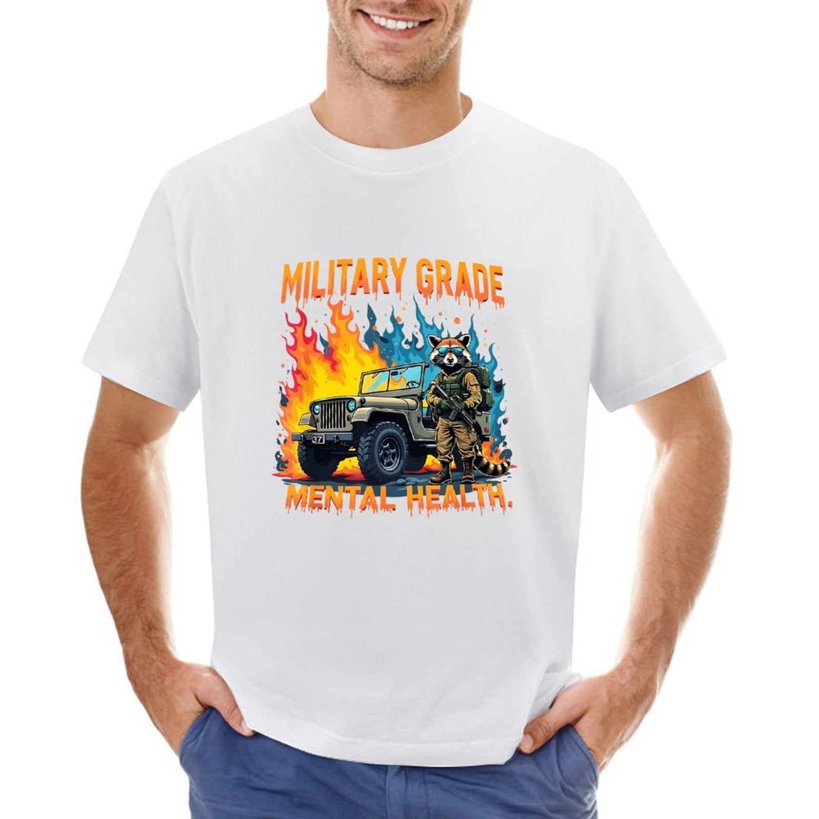 Inkmay Casual  Cotton T-shirt Military Grade Mental Health Artwork Design Unisex T-shirtFade-Proof SmoothWear T-Shirt