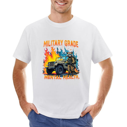 Inkmay Casual  Cotton T-shirt Military Grade Mental Health Artwork Design Unisex T-shirtFade-Proof SmoothWear T-Shirt