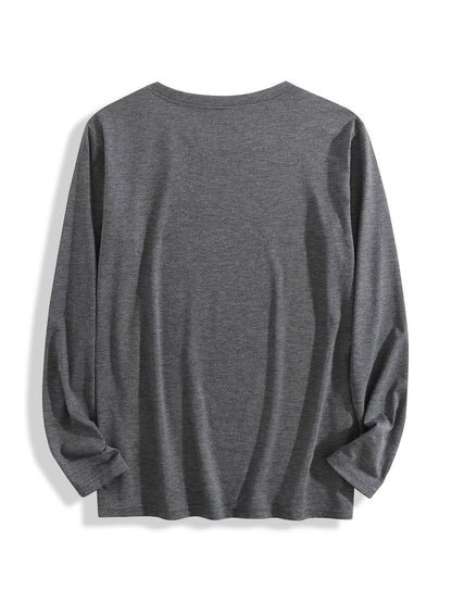 Custom-made comfortable crew neck long-sleeved T-shirt, dark gray